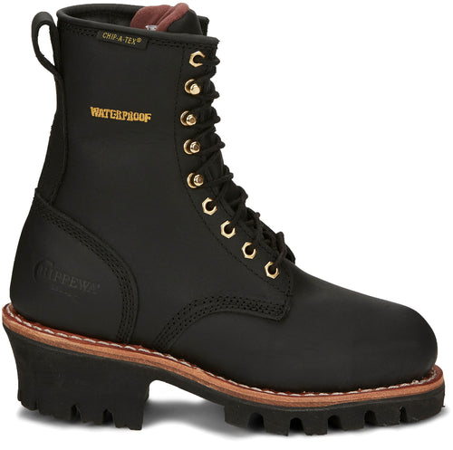 Chippewa Black 8 Inch Waterproof Logger Men's